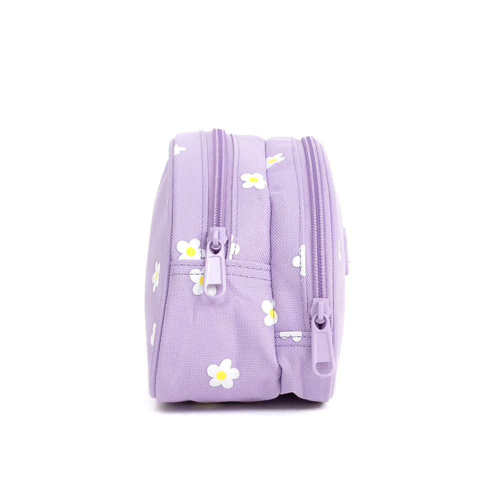 Yellow Shoes | Kids Pencil Cases | Accessories | ORO I ÉTUI À CRAYONS DEMI-LUNE MARGUERITE | 120996-51-ORO_MARGUERITE_ETUI_A_CRAYONS-02-ORO | DAISY HALF-MOON 2 ZIP PENCIL CASE-Kids Pencil Cases | Accessories-Yellow Shoes-Yellow Shoes