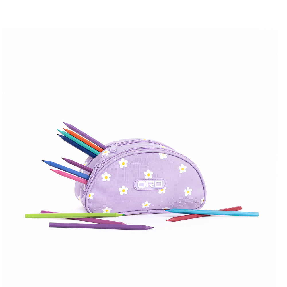 Yellow Shoes | Kids Pencil Cases | Accessories | ORO I ÉTUI À CRAYONS DEMI-LUNE MARGUERITE | 120996-51-ORO_MARGUERITE_ETUI_A_CRAYONS-04-Oro Daisy Back-to-School Bundle-Kids Backpacks | Accessories-Yellow Shoes-Yellow Shoes