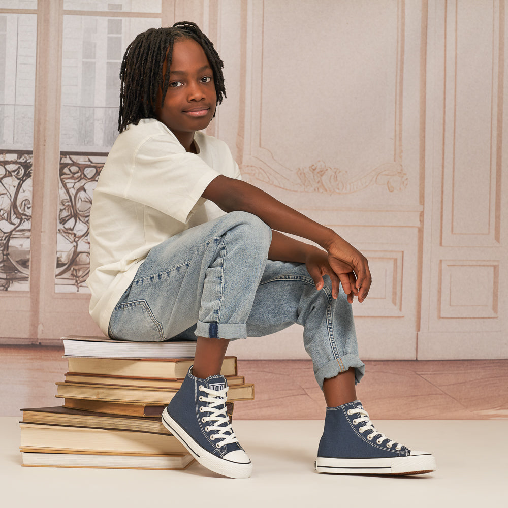 Yellow Shoes | Junior Kids Athletic Shoes | 1993 JR HIGH-G | 34_1993JRHIGHG_NAVY3687_full-1993 JR HIGH-G-Junior Kids Athletic Shoes-Yellow-Yellow Shoes