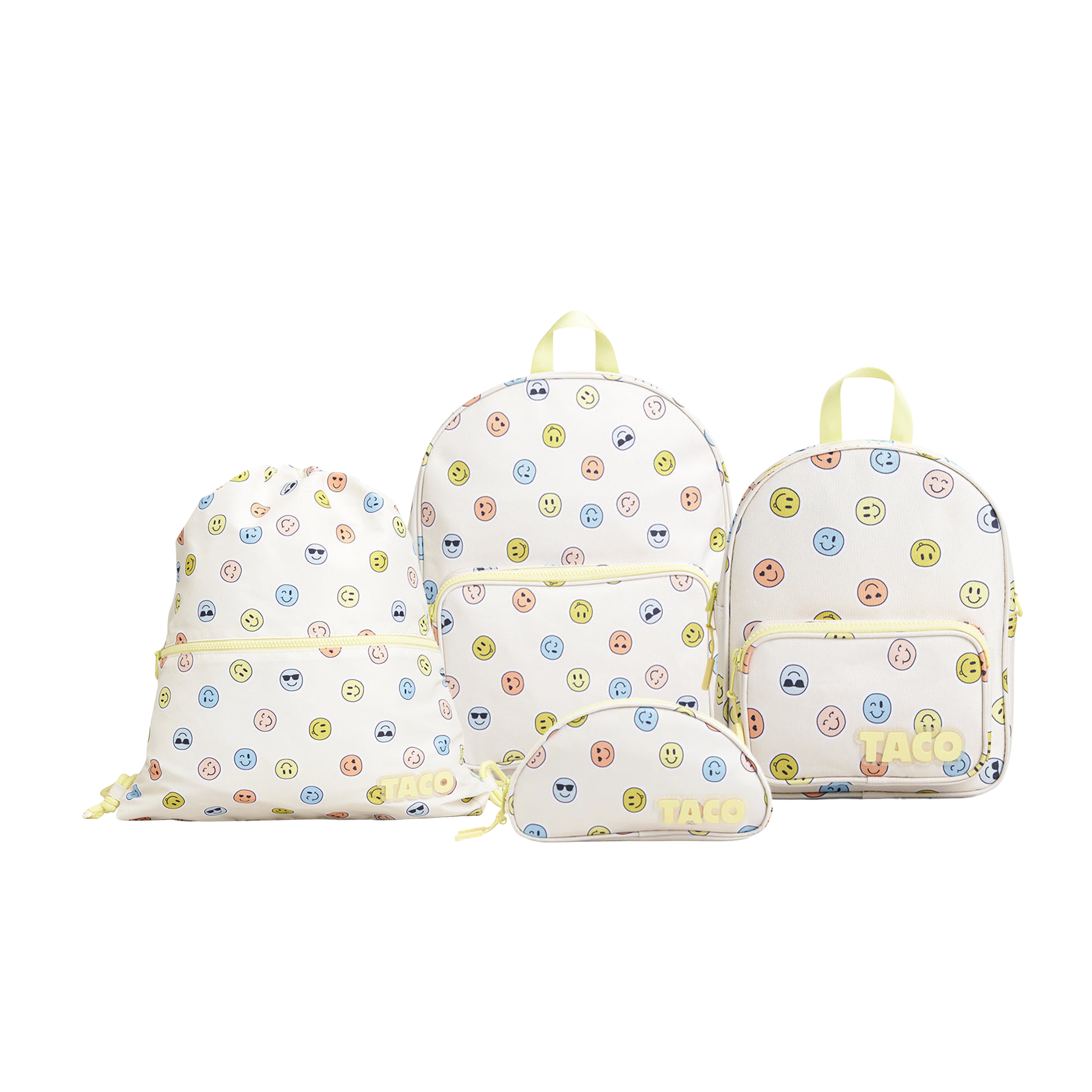 Yellow Shoes | Kids Backpacks | Accessories | Ensemble de la rentrée Taco Imprimé Smiley | TACOSMILE-Taco Smiley Print Back-to-School Bundle-Kids Backpacks | Accessories-Yellow Shoes-Yellow Shoes
