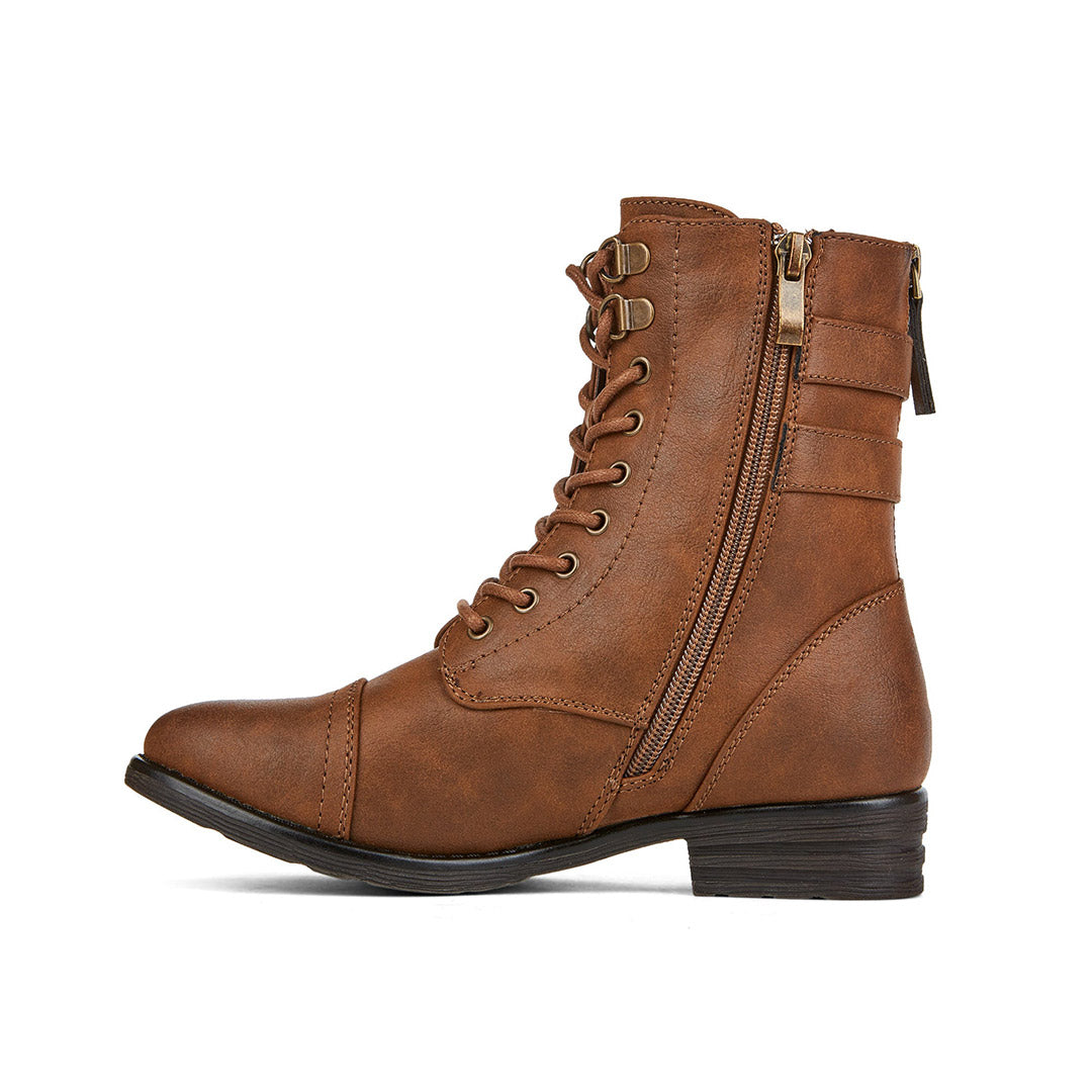 Yellow Shoes | Missy-Light Boots-Casual-Flat & Med. Shaft | Chestnut Jr | 109673-31-chestnutYTH-02_700e4a89-4152-4a1a-8c4f-8b8da584e10b-Chestnut Jr-Junior Kids Fashion Light Boots-Miss Chelsee-Yellow Shoes