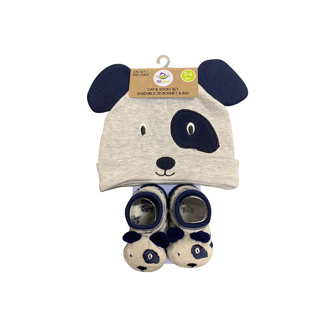 115447-06-ENSEMBLEBONNETETBAS06MOISCHIEN-01-2454500032-Cap & socks set 0-6 months dog-Kids Socks | Accessories-Yellow-Yellow Shoes