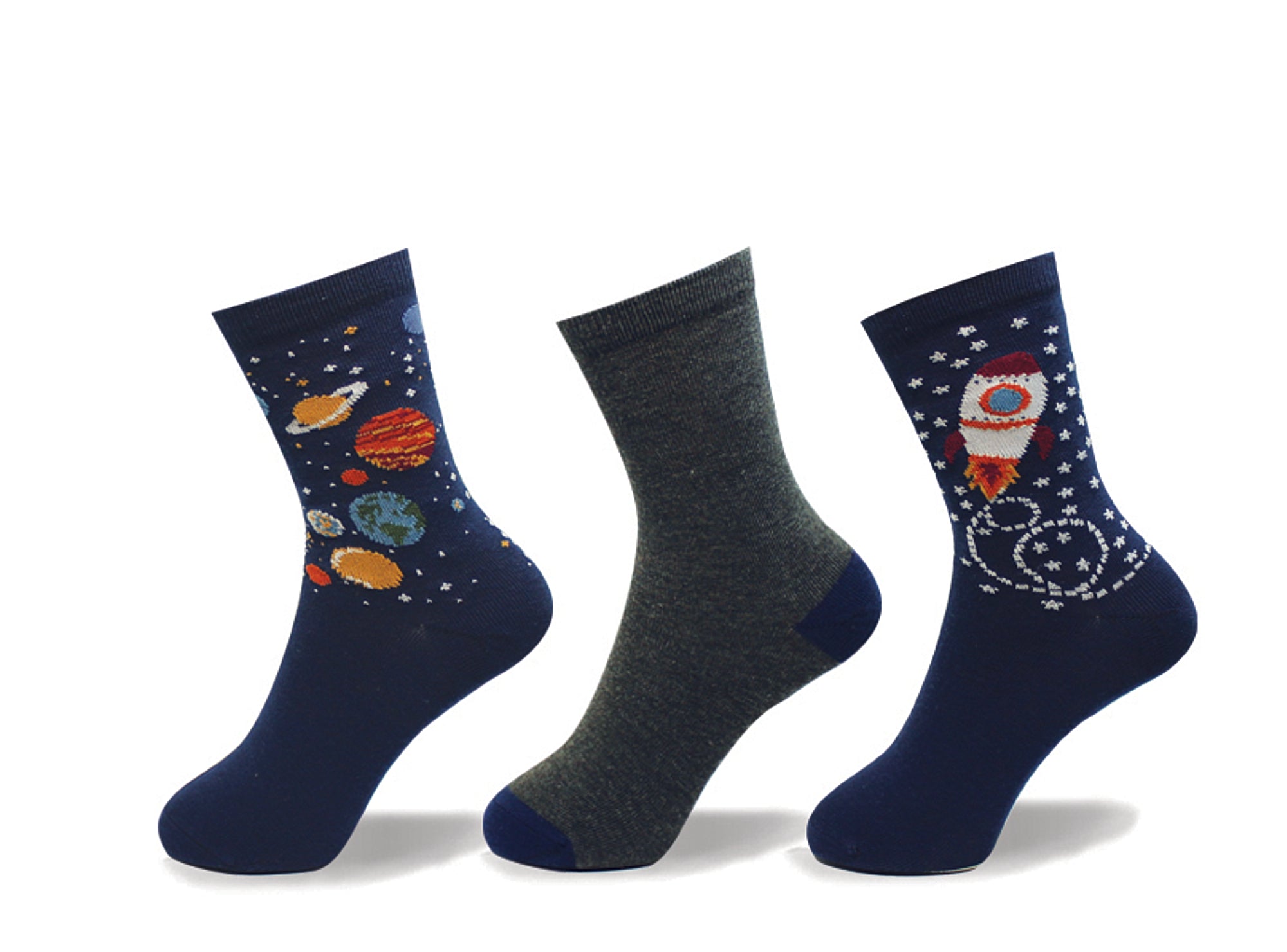 117145-00-POINTZERO3PAIRESDEBASPOURENFANTSTAILLE811SPACESHIP-2619300032-POINT ZERO - 3 Pairs of socks for kids SIZE 8-11-Kids Socks | Accessories-Point Zero-Yellow Shoes