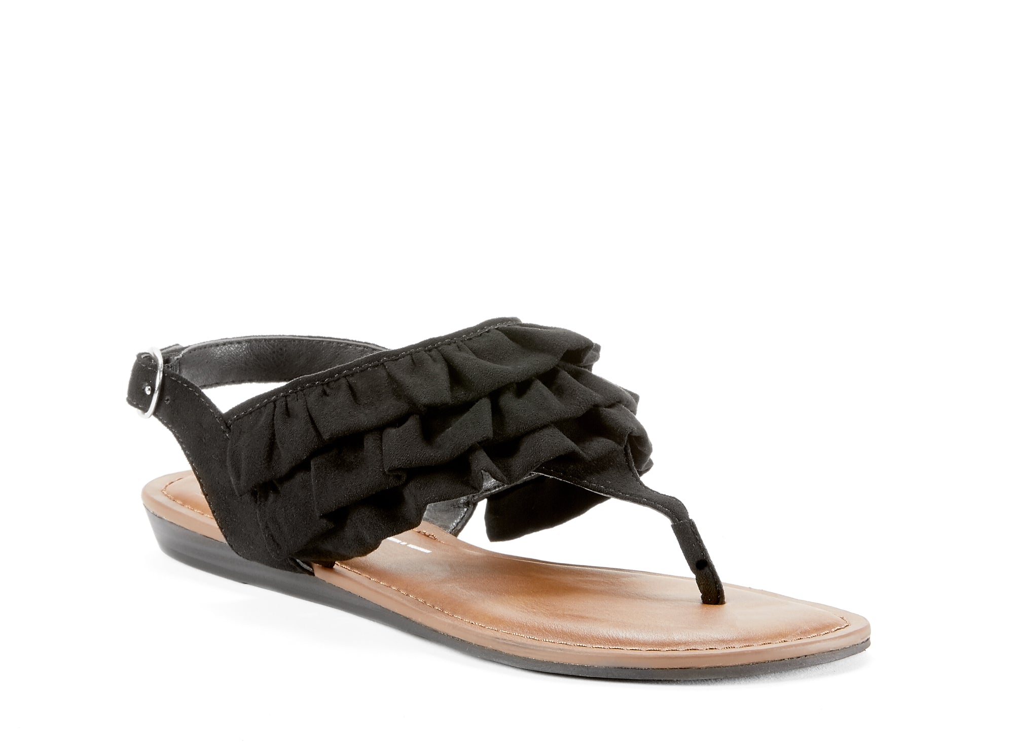 Yellow Shoes | Womens-Sandals-Casual-Low Wedge/Ankle strap | Frills | 