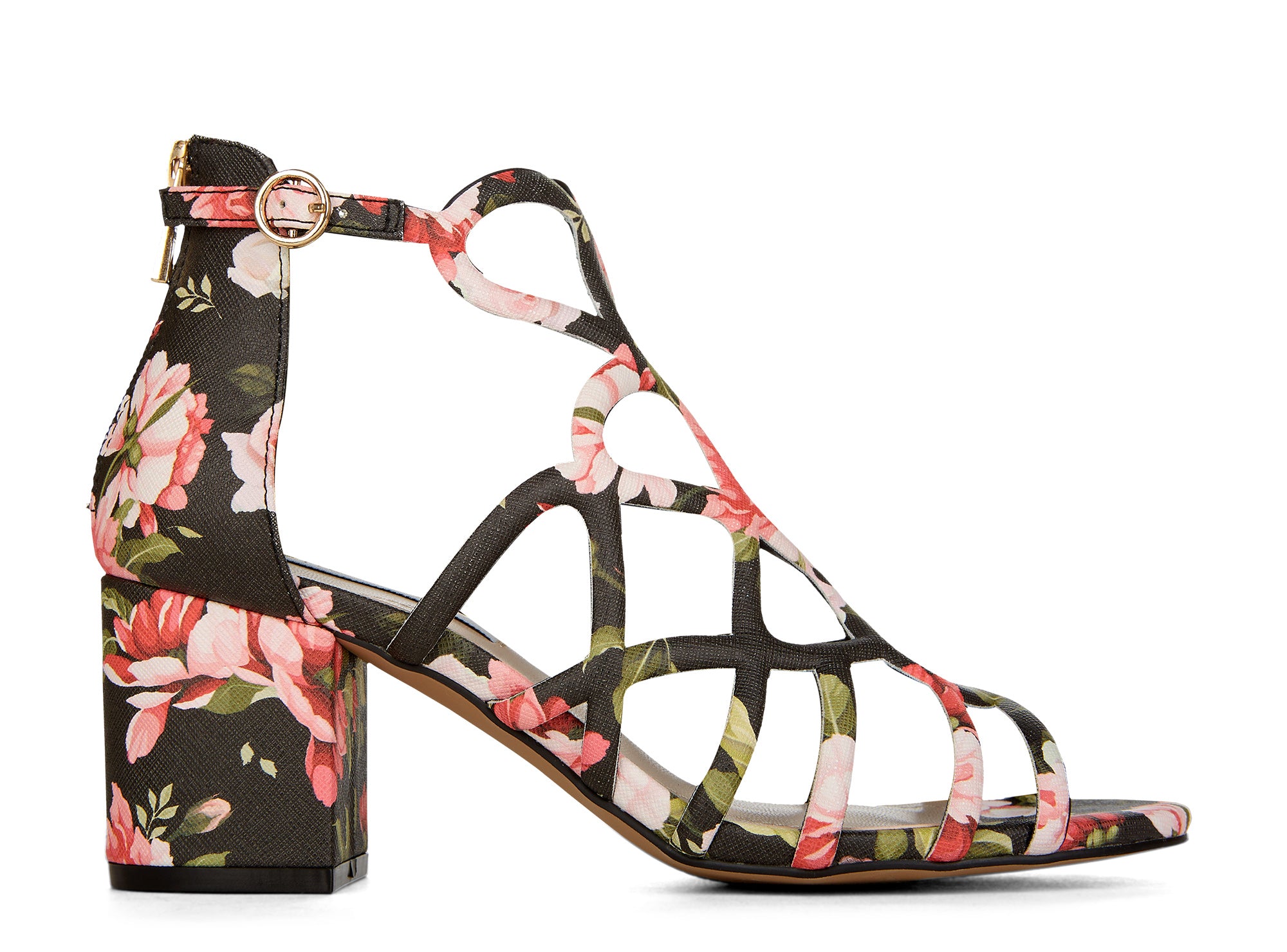Yellow Shoes | Womens-Sandals-Dress-Med Heel/Gladiator | Saintly Floral | 