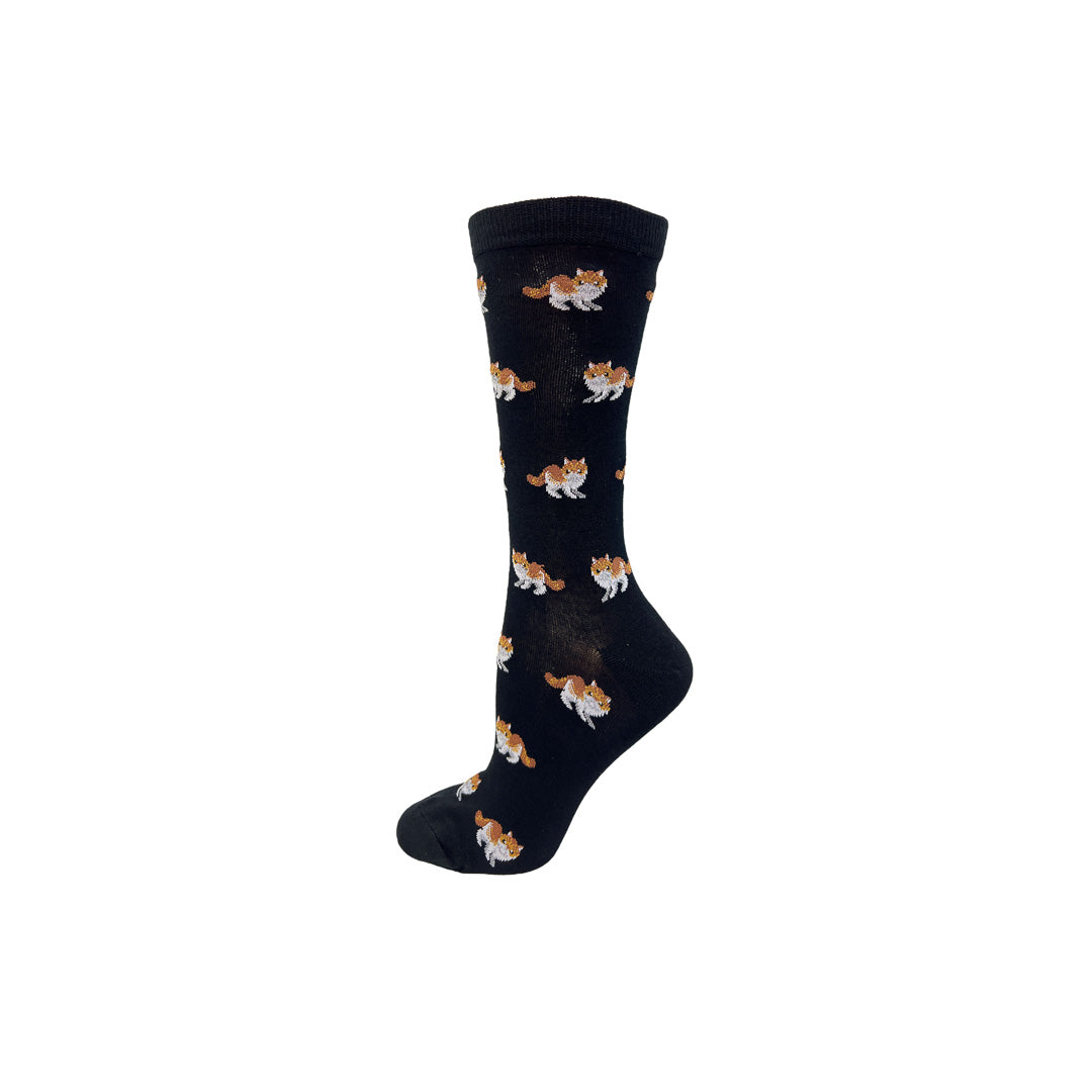 119147-01-POINT_ZERO_paire_de_bas_en_bambou_pour_femmes_chats-01-119147-01-Point Zero | Cat print Bamboo socks-Women's Socks | Accessories-Point Zero-Yellow Shoes