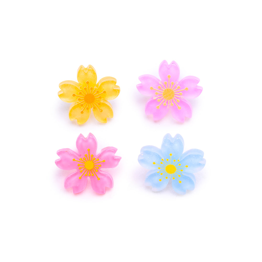 122335-00-LOT4CHARMSFLEURISCHAUSSURES-01-8918400033-SET OF 4 FLORAL SHOE CHARMS-Shoe Charms | Accessories-Yellow-Yellow Shoes