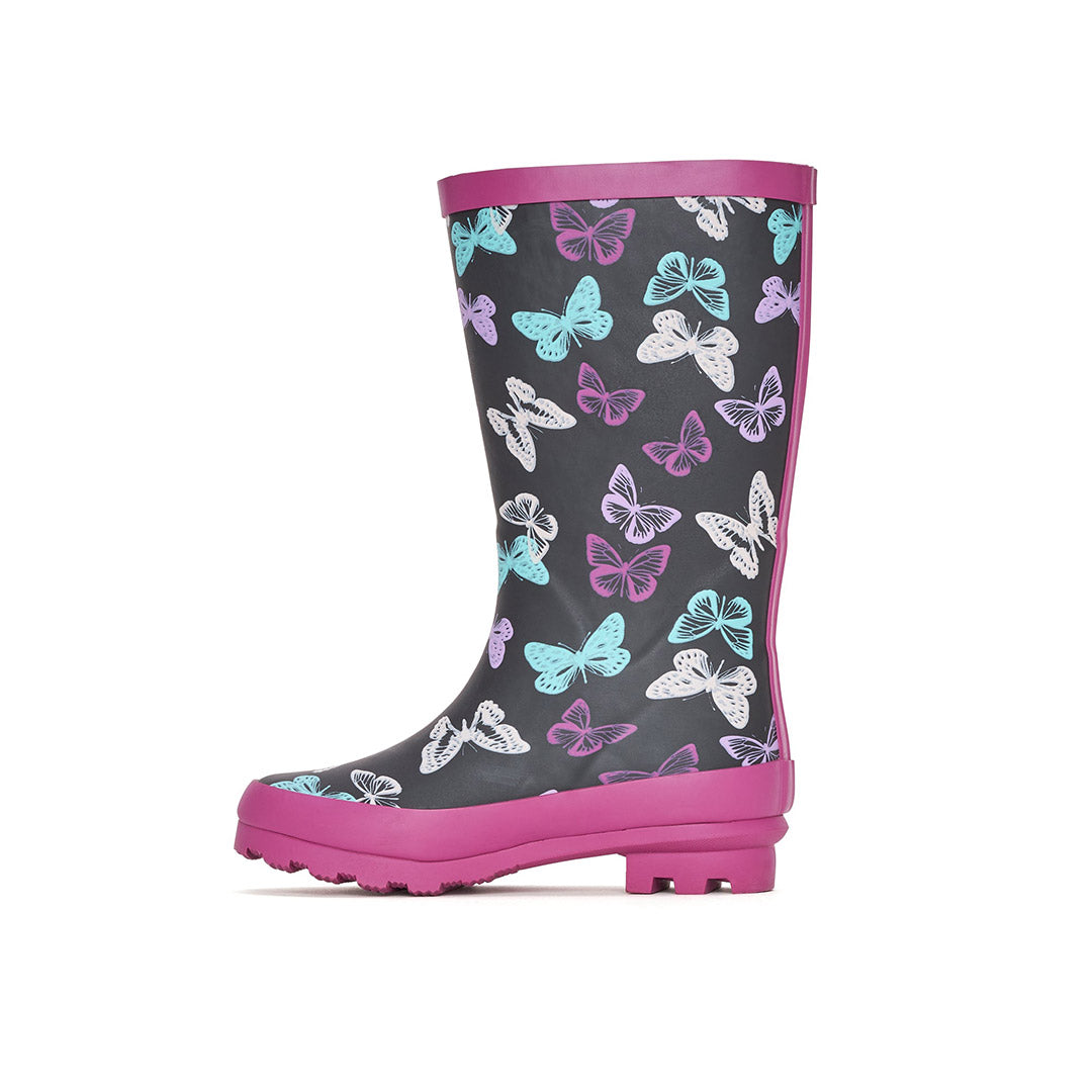 Yellow Shoes | Youth-Rainwear-Girls-Rain Boot | Papillon Bleu | 113083-01-PAPILLON_BLEU-3_507f707b-865f-499b-bac5-349d8de110da-Papillon Bleu-Toddler Kids Rain Boots and Rainwear-Miss Chelsee-Yellow Shoes