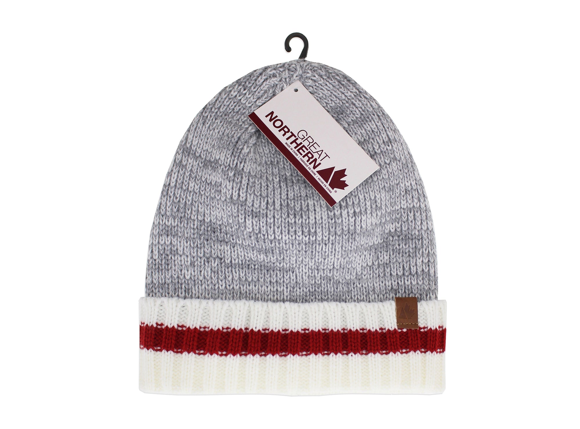 116084-85-GREATNORTHERNtuquepourhommesgrisetrouge-02-GREAT NORTHERN - Grey/Red Beanie for Men-Men's Hats | Accessories-Great Northern-Yellow Shoes